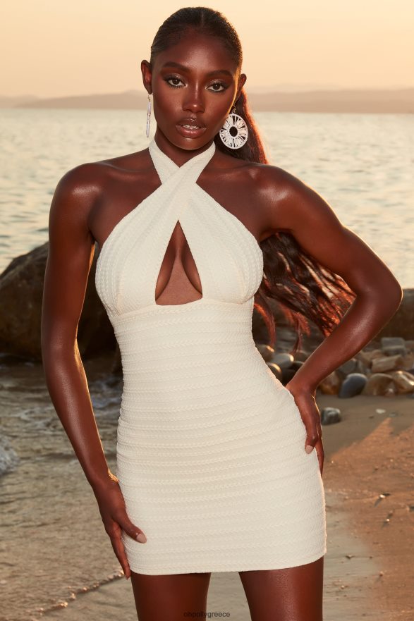 ελεφαντόδοντο Μίνι φόρεμα με λαιμόκοψη με βελονάκι eivissa Oh Polly γυναίκες φορέματα TH4BD4540