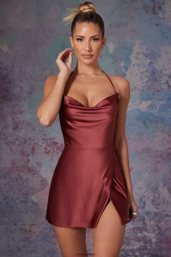 τούβλο Μπροστινό κάλυμμα lenora πάνω από μίνι φόρεμα Oh Polly γυναίκες φορέματα TH4BD4285