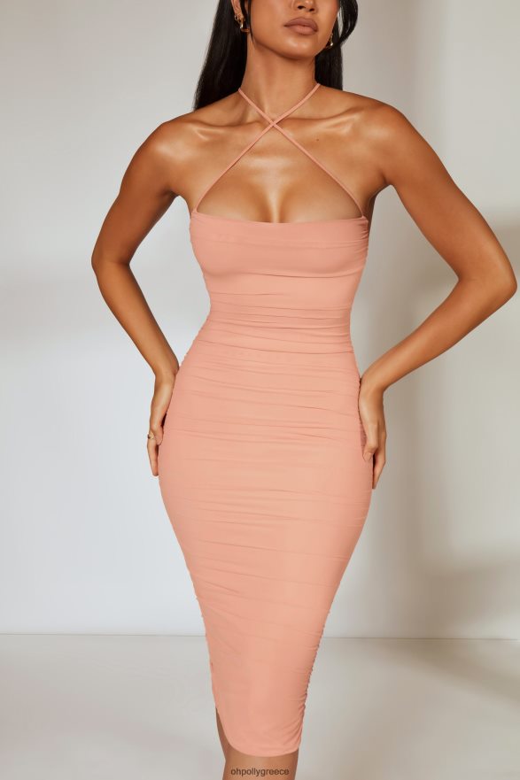 κοκκινίζω legacy μπροστινό χιαστί λουράκι ρουτσέ μίντι φόρεμα Oh Polly γυναίκες φορέματα TH4BD4316