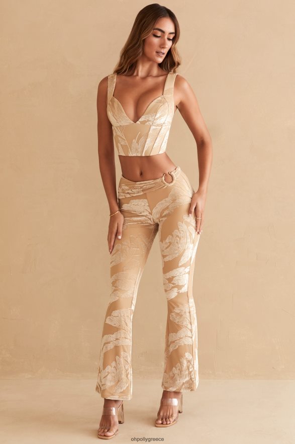 μπεζ στάμπα λεπτομέρεια δαχτυλιδιού defne bootleg παντελόνι Oh Polly γυναίκες πυθμένα TH4BD4832