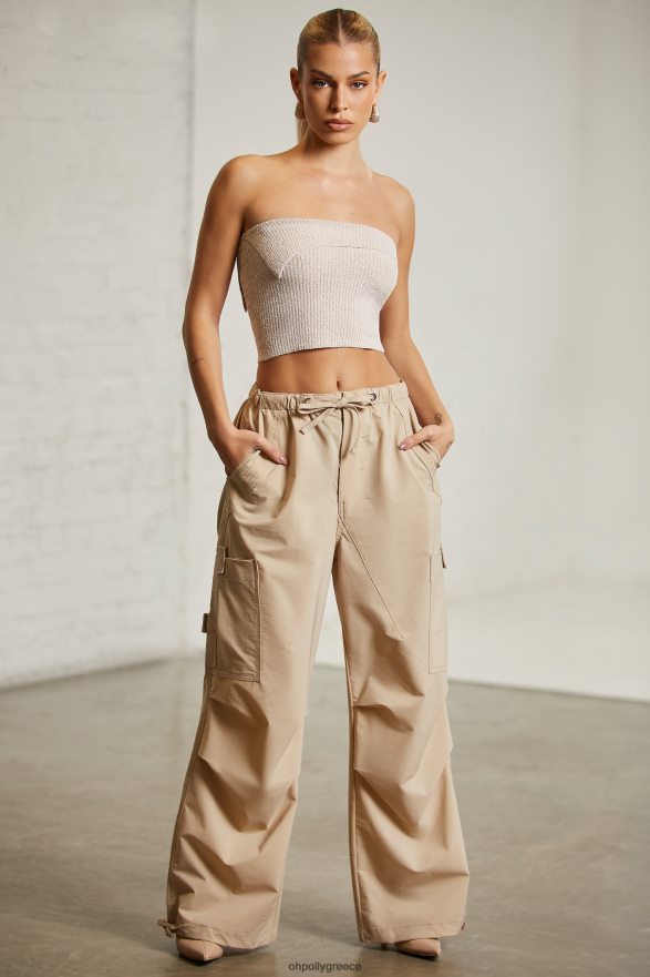 μπεζ rori φαρδιά μπατζάκια cargo παντελόνι Oh Polly γυναίκες πυθμένα TH4BD4793