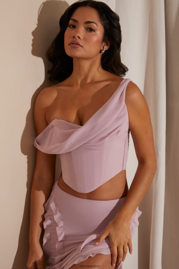 κοκκινίζω κροπ μπλουζάκι με ντραπέ κορσέ αλέσια Oh Polly γυναίκες συλλογή TH4BD4582