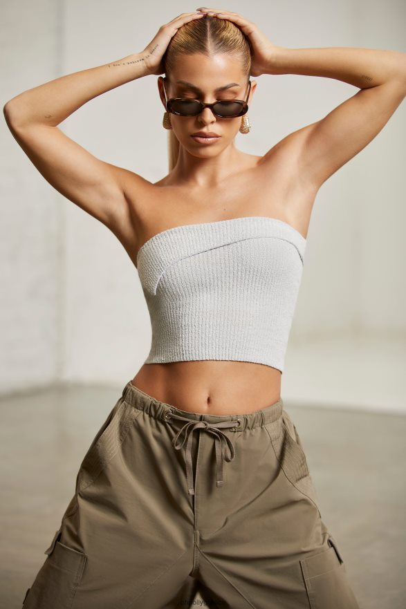 γκρί οράν επικάλυψη bandeau crop top Oh Polly γυναίκες συλλογή TH4BD4618