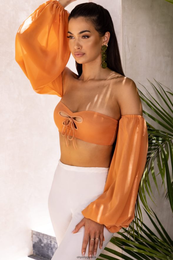καραμέλλα περιπλανώμενος bardot κομμένο crop top Oh Polly γυναίκες συλλογή TH4BD4692
