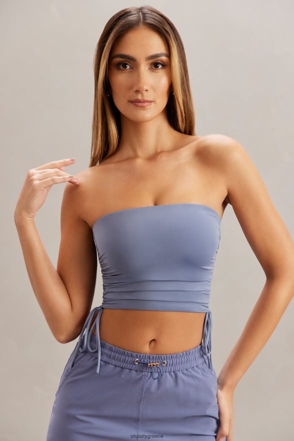 μπλε crop top alisa ruched bandeau Oh Polly γυναίκες συλλογή TH4BD4606