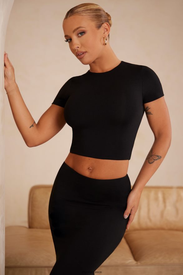 μαύρος myaree cap μανίκι crop top Oh Polly γυναίκες συλλογή TH4BD4717