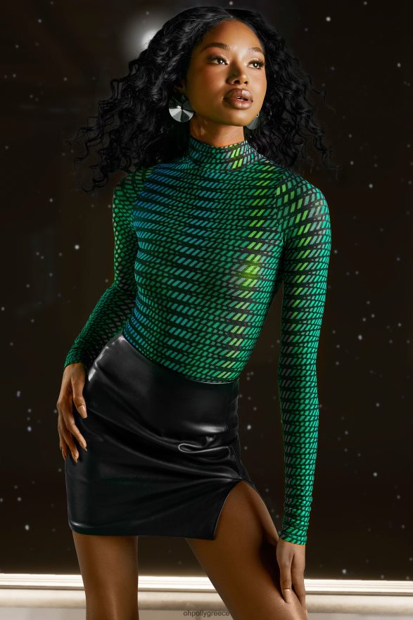 ριγέ εκτύπωση καταλάβω το κορμάκι με ψηλό δικτυωτό λαιμό Oh Polly γυναίκες συλλογή TH4BD4696